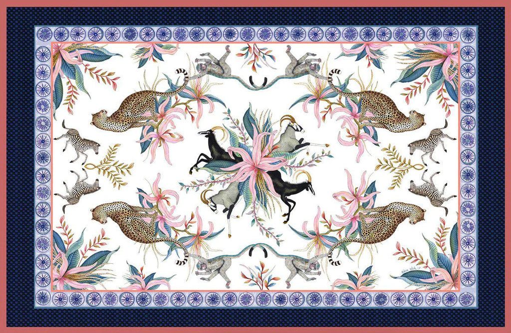 Ardmore Leopard Lily Tablecloth in Frost